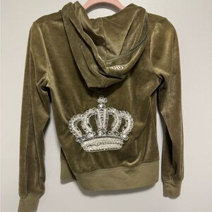 Vintage Y2K Style BCBGMaxazria Green Sequin Queen Velvet Track Jacket